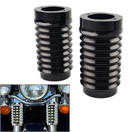 Retro Fork Boot Slider Covers Black for Harley Tour Road Street Tri Glide FLHR