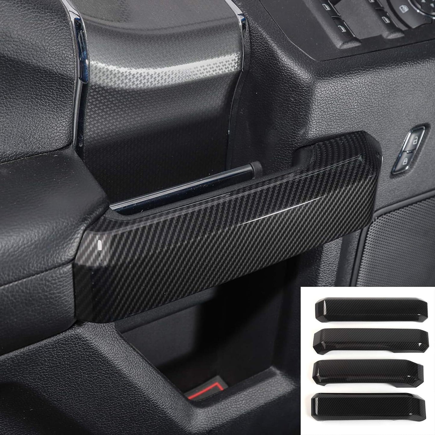 Carbon Fiber For 15-20 for Ford F-150 Inner Door Handles Cover Trim Accessories 4PCS
