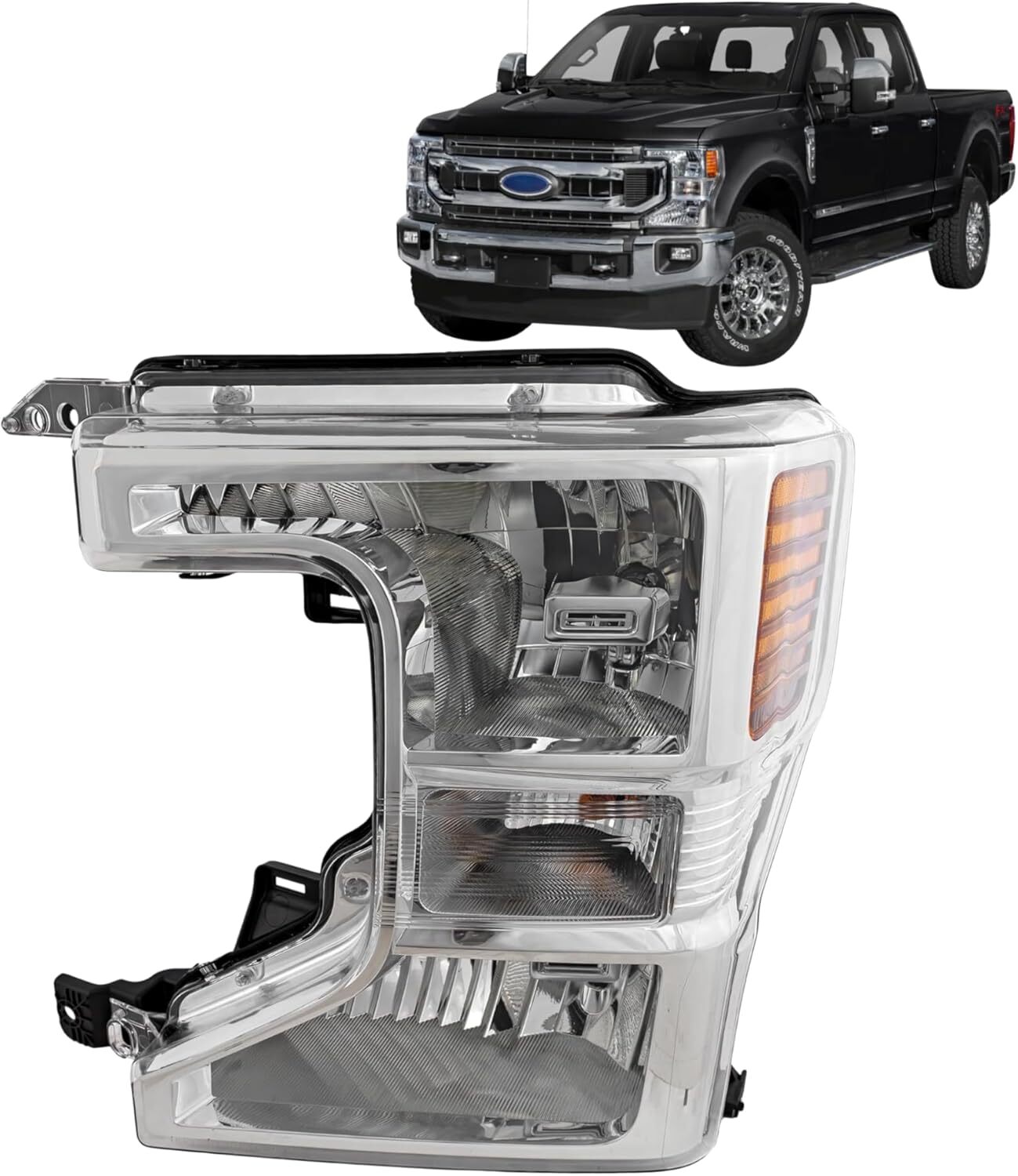Driver Halogen Headlight Chrome LH For 2020-2022 for Ford Super Duty F250/350/450