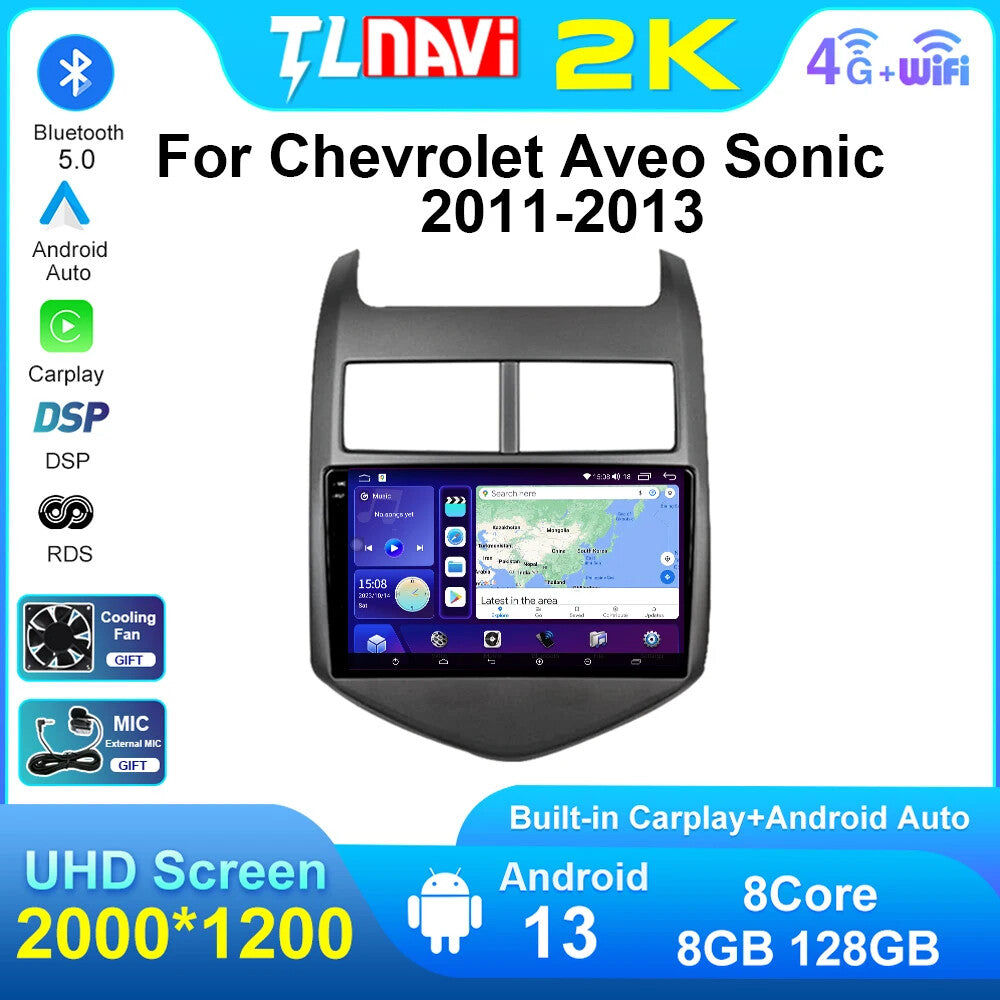 Android Car Radio for Chevrolet Aveo Sonic 2011-2013 CarPlay GPS Player Screen