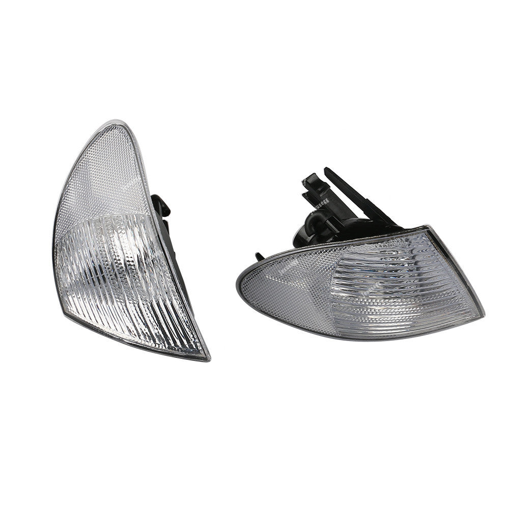 Pair Front Indicator Turn Signal Light White Lens for BMW 3-series E46 1998-2001
