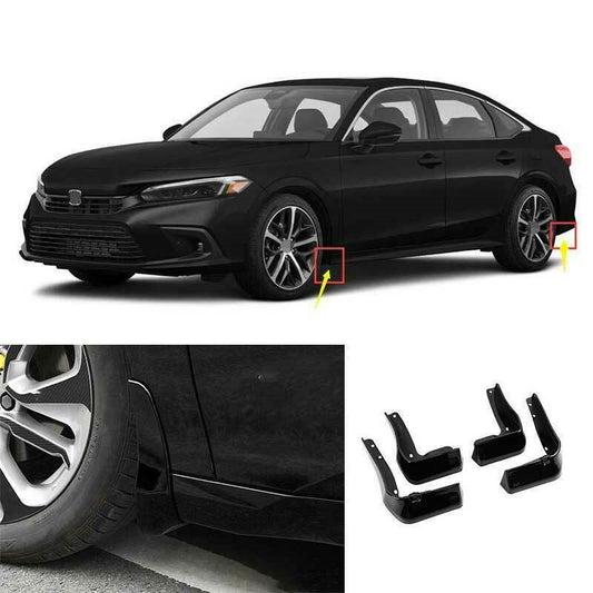 4For for Honda for Civic 2022-2023 Black Painted Mud Flaps MudFlaps Fender Splash Guards