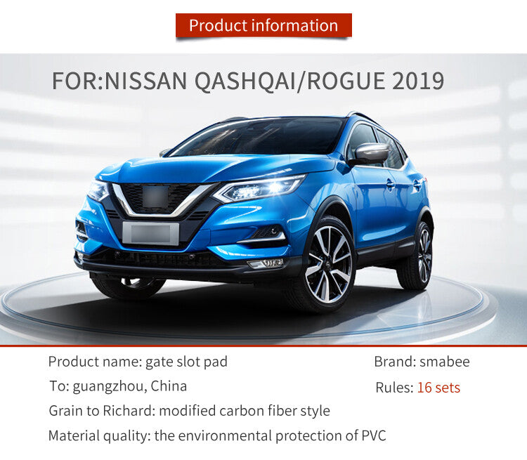 for Nissan Qashqai 2019 Rogue Anti-Slip Gate Slot Mat Accessories Cup Holder Pad