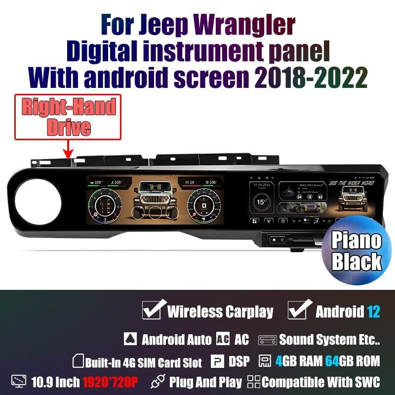 Dual Screen Car Radio for Jeep for Wrangler JL Gladiator 2018-2023 Stereo Upgrade
