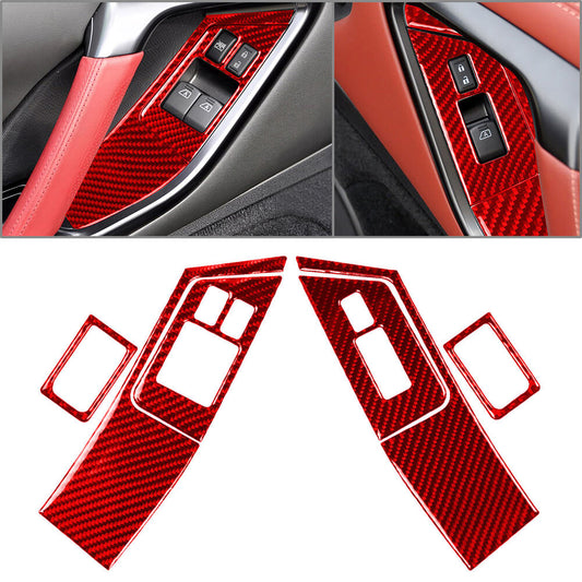 LHD Door Window Lift Switch Button Panel Cover Trim for Nissan GTR R35 08-16 Red