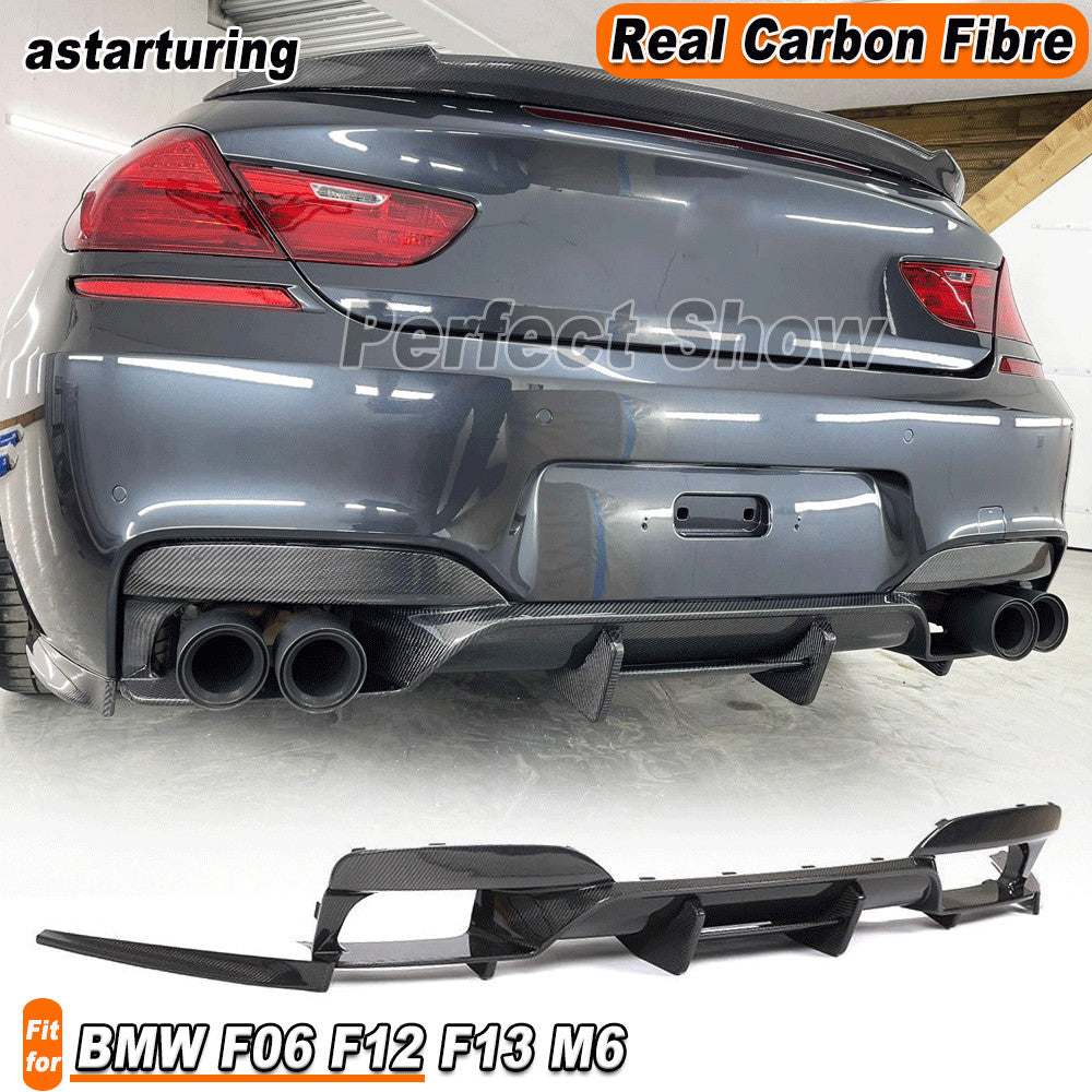 for BMW F06 F12 F13 M6 13-19 Real Carbon Fiber Rear Bumper Diffuser Lip Spoiler