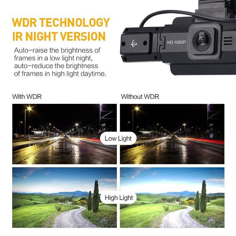 Dual Lens Dash Cam Car DVR Front Inside Cameras Recorder G-Sensor Night Vision
