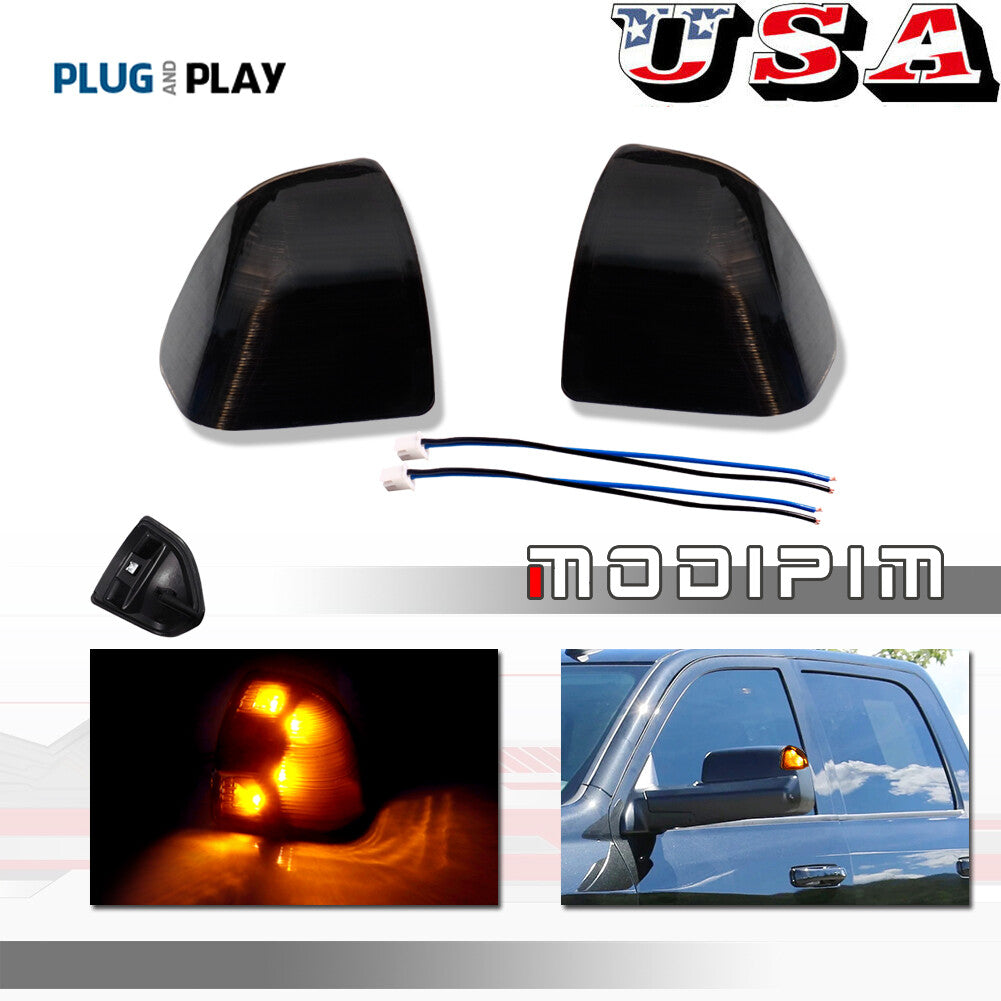 Smoke lens, amber LED side mirror turn signals suitable for Ram 1500 2500 3500