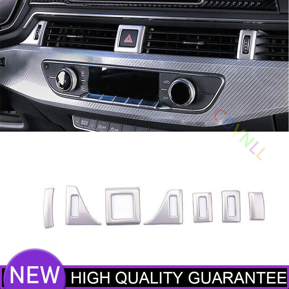 Fit for Audi A4 A5 2017-24 Silver Steel Center Console Dashboard Frame Decor 7P