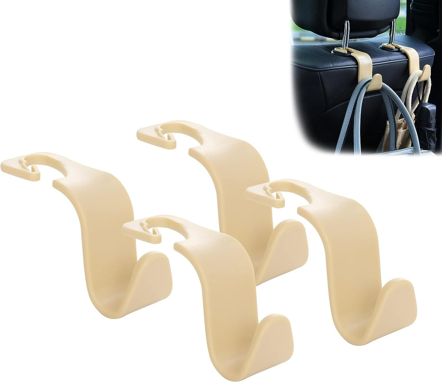 4 Packs Car for Seat Front Back Headrest Hooks Truck Coat Purse Bag Hanger Holder