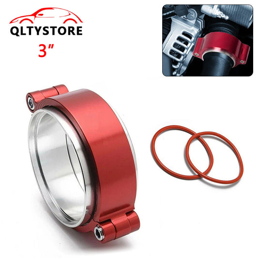 3 76mm Aluminum Quick-Release V-Band Clamp Kit for Intake Intercooler Ducts (Red)