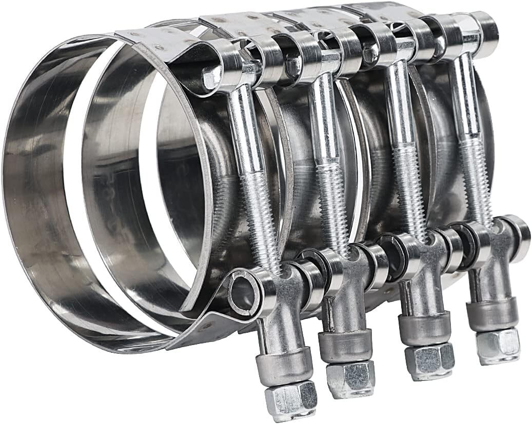 3-inch T-bolt hose clamps, stainless steel, for turbine intake intercooler hose clamps (4 pieces)