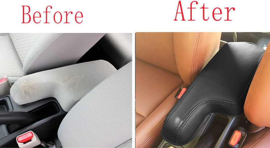 Black Leather Central Console Storage Box Cover Trim Fit for Honda Fit 2014-20