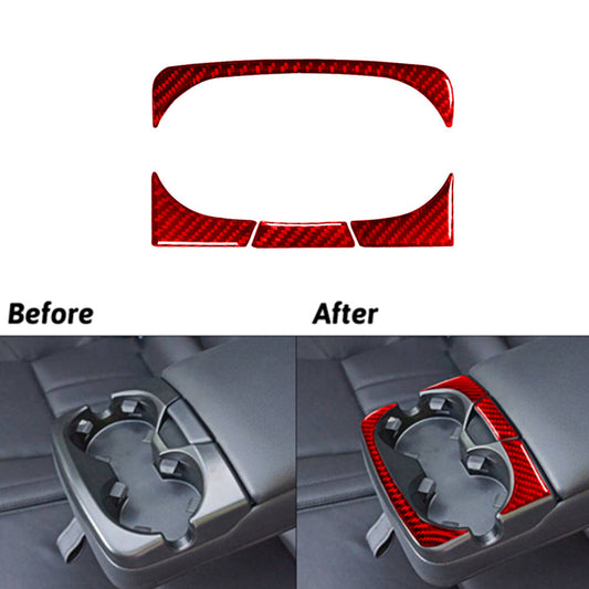 Red Carbon Fiber Rear Armrest Cup Holder for Land Rover Discovery Sport 2015-19
