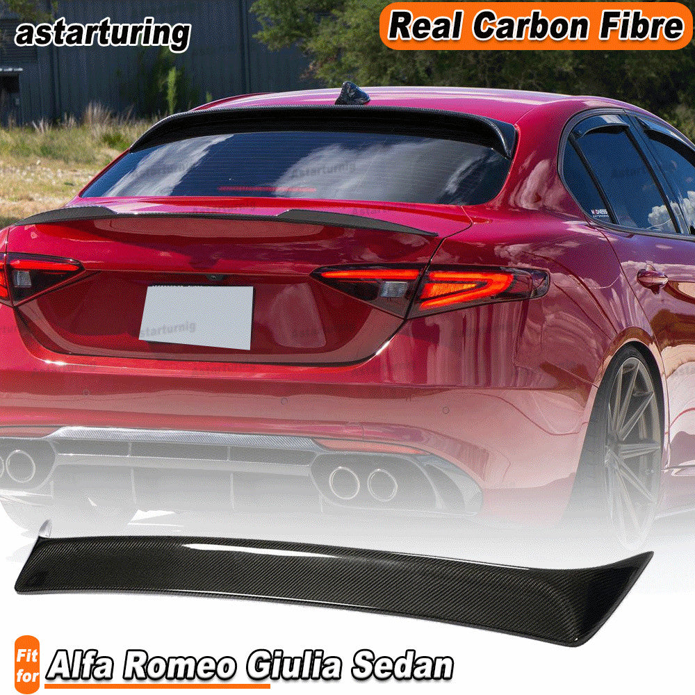 for Alfa Romeo Giulia Sedan 2017-2021 REAL CARBON Rear Roof Spoiler Window Wing