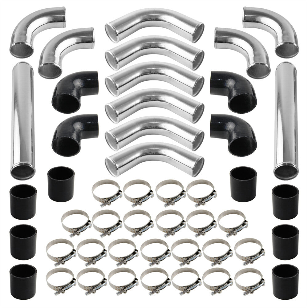 12PCS 3 76mm Universal Turbo Intercooler Pipe Piping+Silicone Hose Clamp Kit