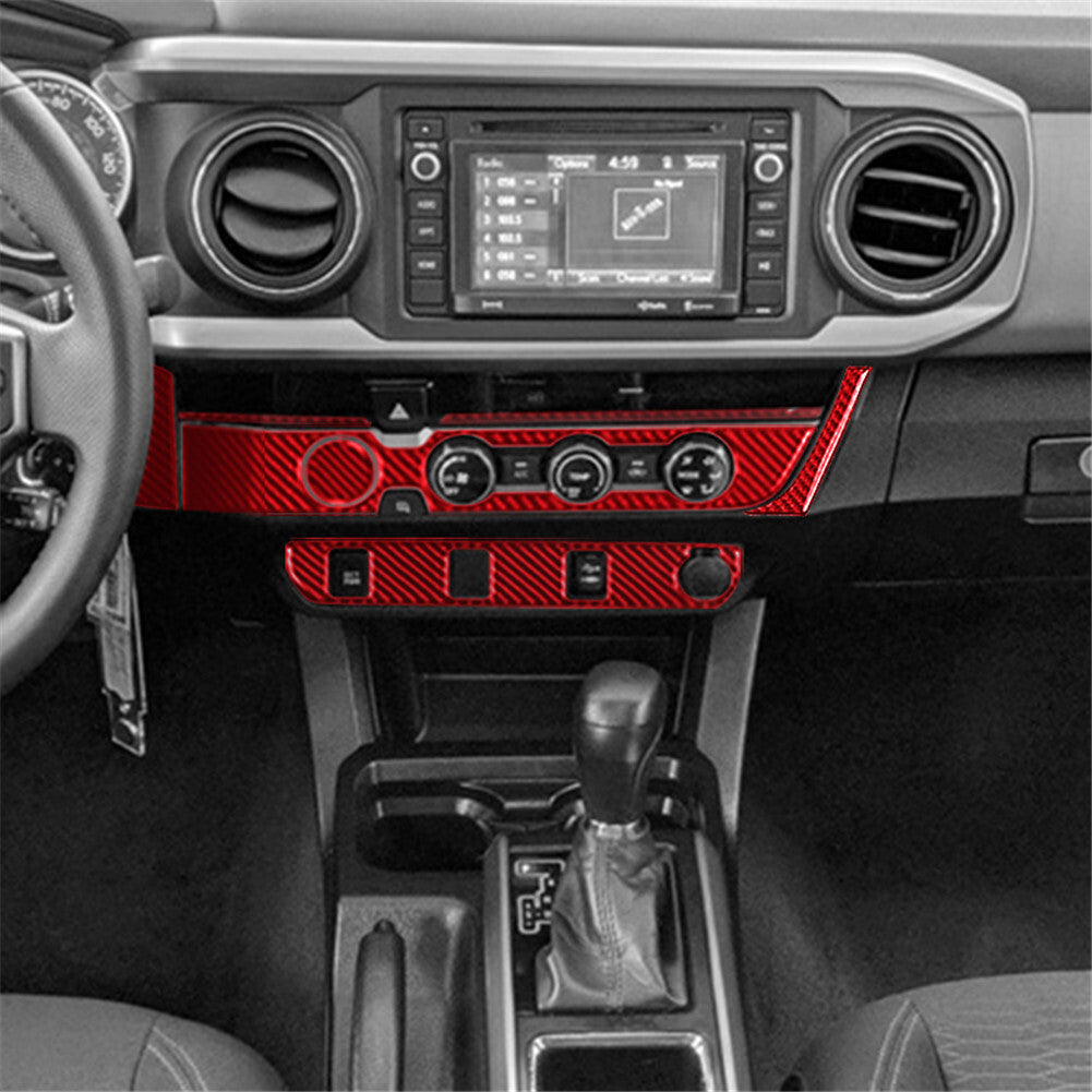 7xFor for Toyota Tacoma Carbon Fiber Air Condition Knob Panel Trim Cover 2016-21 Red