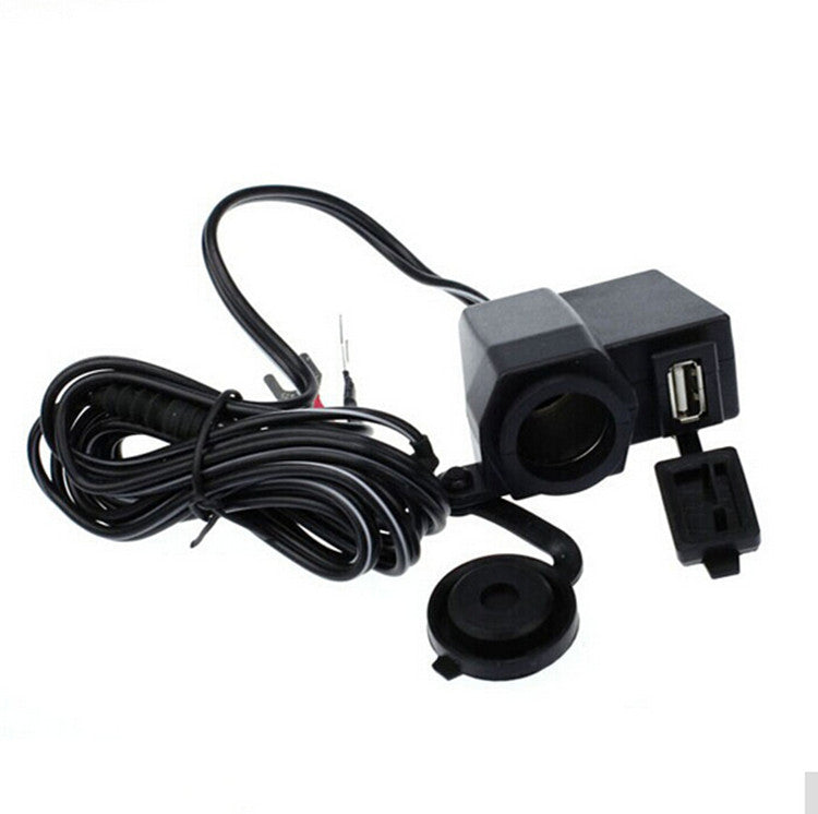 Motorcycle Handlebar USB Waterproof Cigarette Lighter Charger Socket Port Outlet