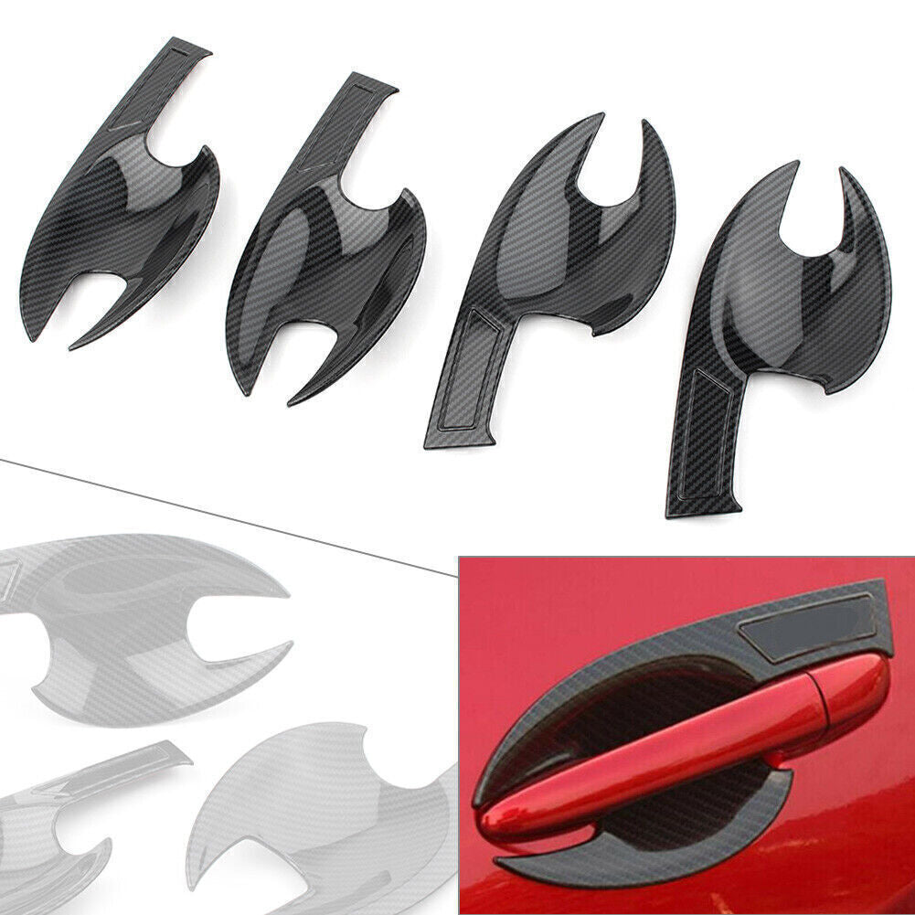 4PCS Carbon Fiber Door Handle Bowl Cover Trim ABS for Mazda CX-5 CX5 2017-2020