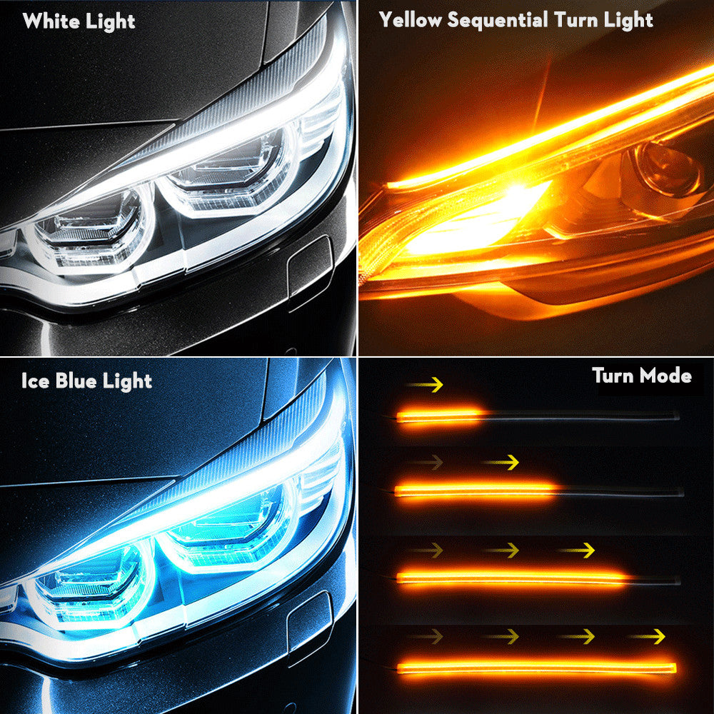 2X60cm Slim Sequential LED Strip Indicator Turn Signal DRL Daytime Running Light