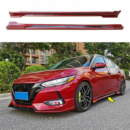 for Nissan Sentra Sylphy 2020-23 BlackRed Side Skirt Extension Spoiler Lip 2Pcs