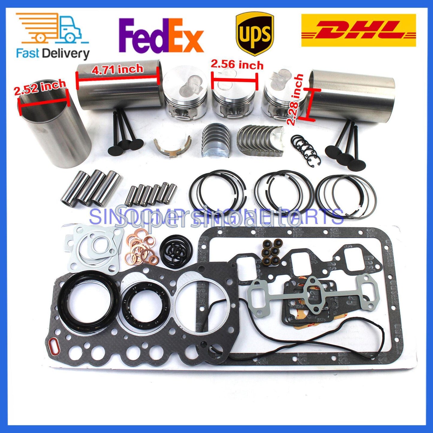 3TN66 3TN66E 3TN66UJ Engine Rebuild Kit with Rings for Yanmar Tractor