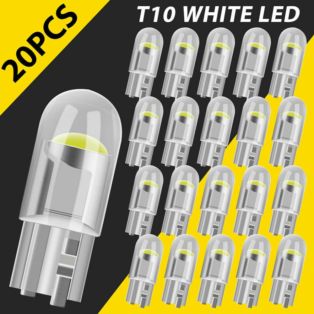 20X T10 W 5W LED Car Glass Base 12V Lamp Interior Parking Light Lamp Xenon White