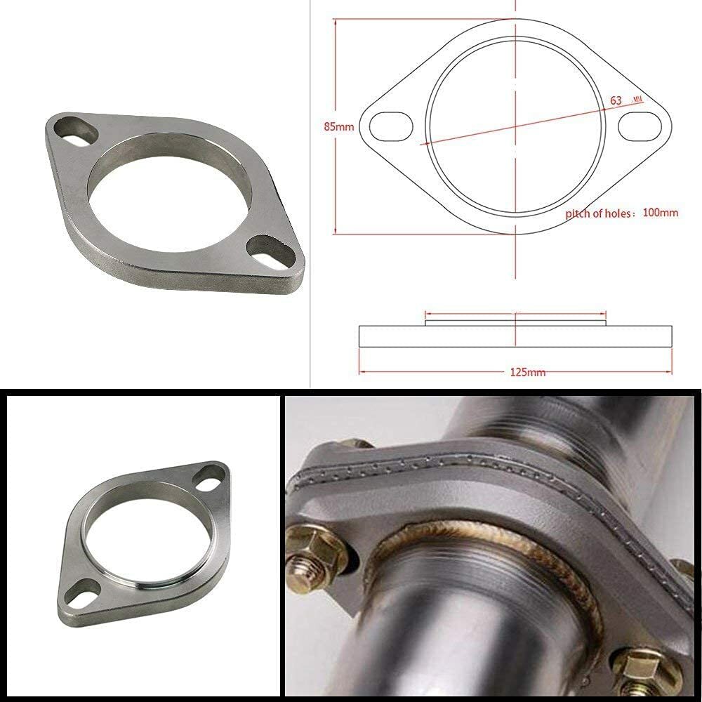 2x 2.5 Exhaust Flange Pipe Header Slotted Bolt Hole Gasket Connection 2.5inch