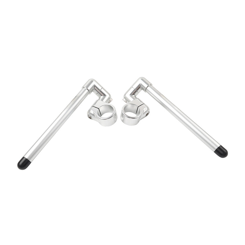 Silver Cafe Racer Bars 7/8 Universal Clip-On Handlebar Fork Tube 46MM