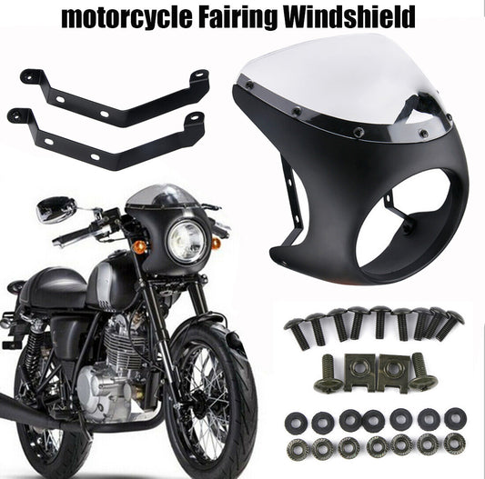 7-inch motorcycle headlight, handlebar pad, black rearview mirror, windshield suitable for Cafe Racer
