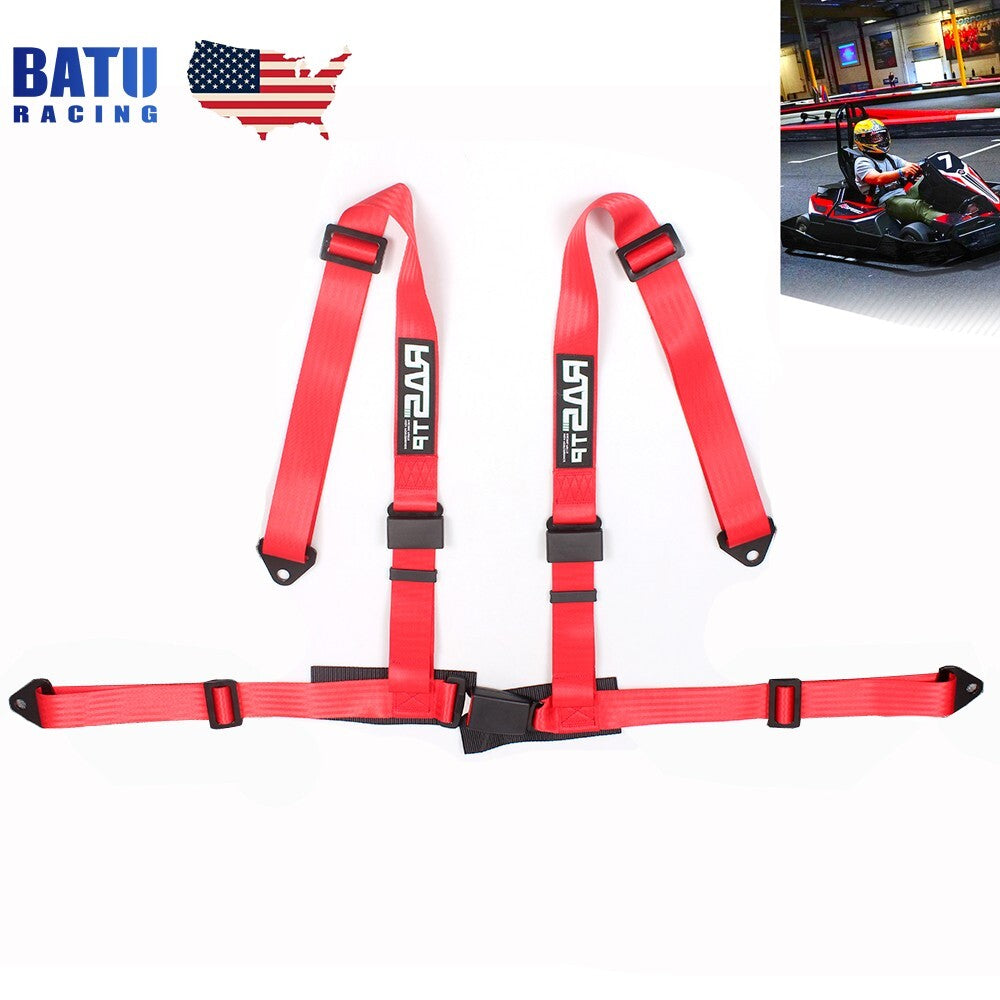 Red 2 4Point Harness Quick Release Safety Universal for Seat Belt Fit For Go-Kart