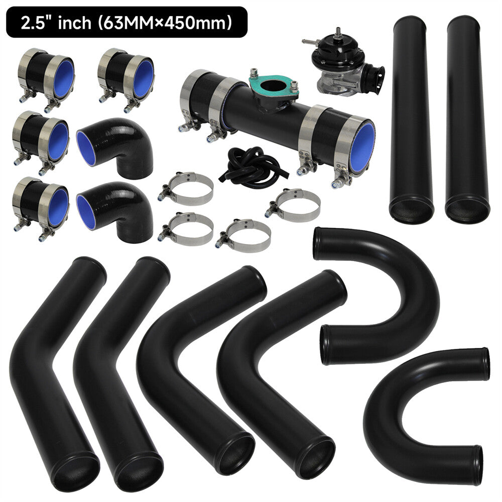2.5 63mm Universal Intercooler Pipe Piping Kit + BOV Turbo Blow Off Valve Kit