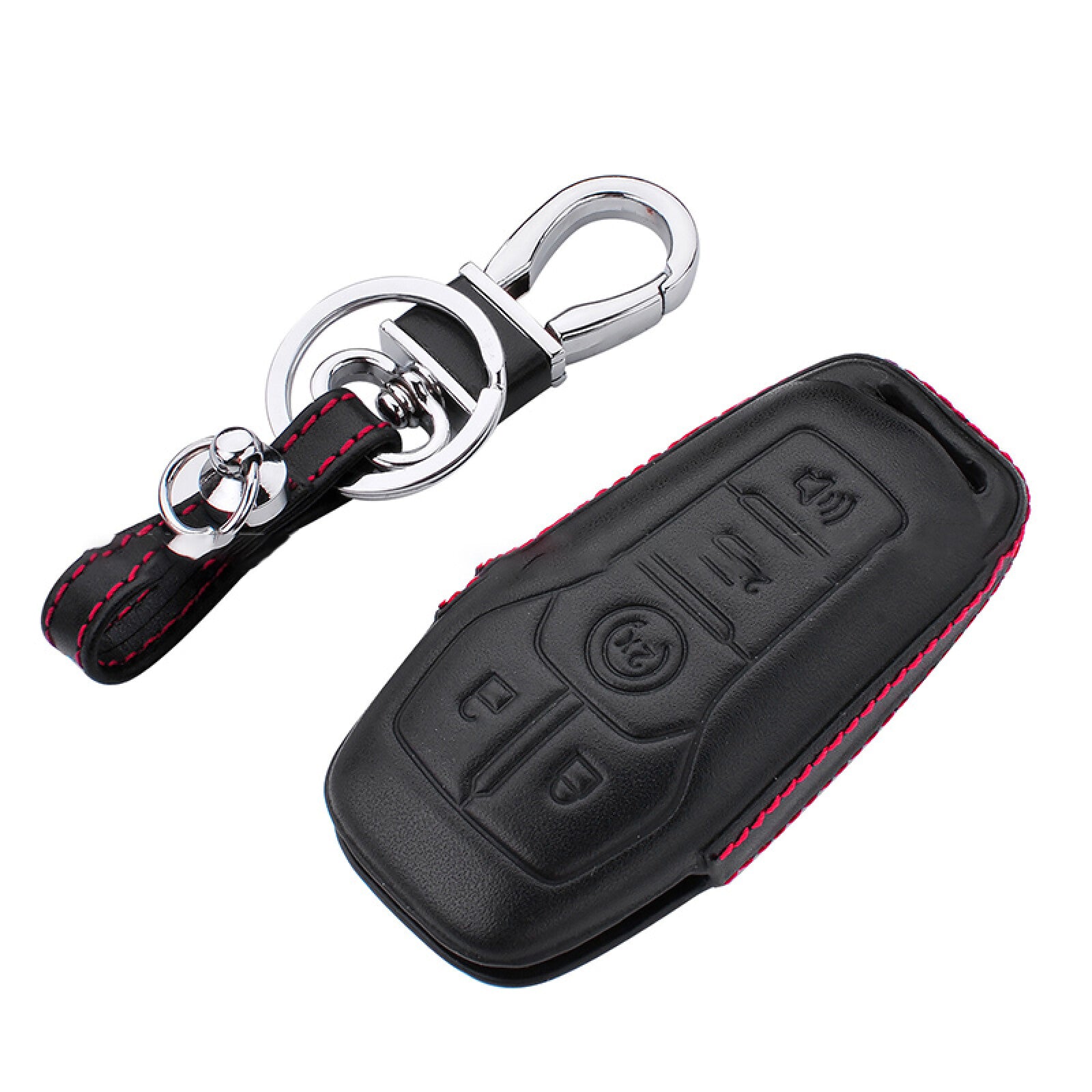 5 Button Leather for Smart Key Case Fob Cover Shell for Ford for Mustang Explorer F150