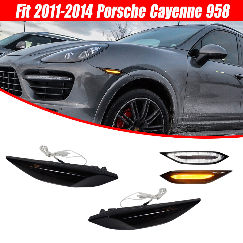 Smoke LED side marker lights for 11-14 for Porsche for Cayenne Amber turn signals White DRL