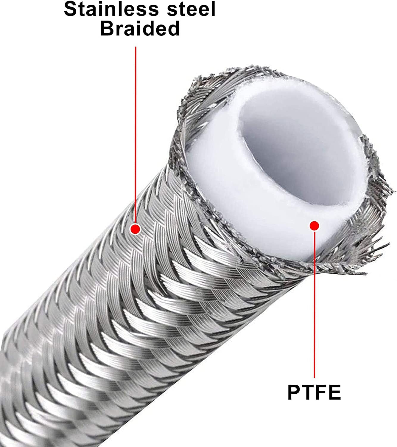 6AN 3/8 inch PTFE E85 Braided Stainless Steel Fuel Injection Line Accessory