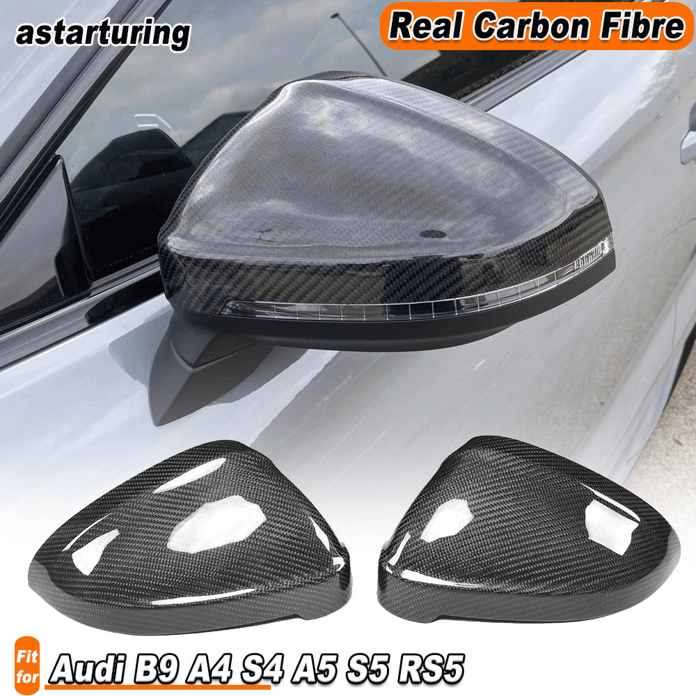 for Audi B9 A4 S4 A5 S5 RS5 2017-2019 REAL Carbon Side Mirror Cover Caps Replace