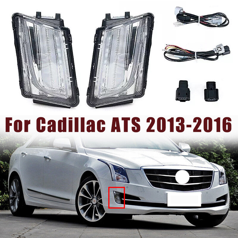 Front LED Bumper Headlights Fog Lights Pair for Cadillac ATS 2013-2016