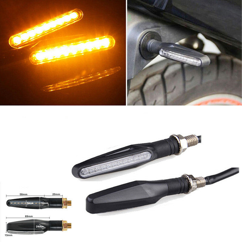 2PC LED Motorcycle Turn Signal Light Waterproof Amber Flasher Blinker Rear Lamp