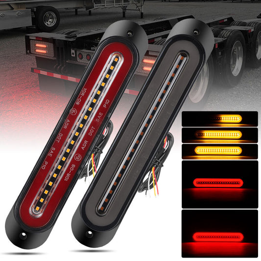 9inch LED Flowing Brake Turn Signal Tail Lights Stop DRL Red/Amber Truck Trailer