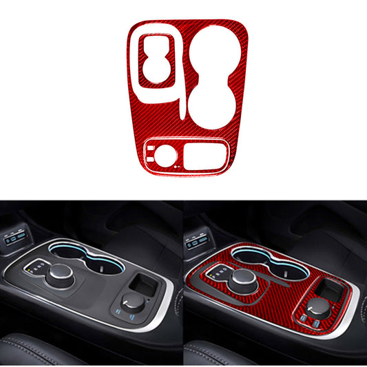 Red Carbon Fiber Gear Shift Panel Frame Cover Trim for Dodge Durango 2014-2020