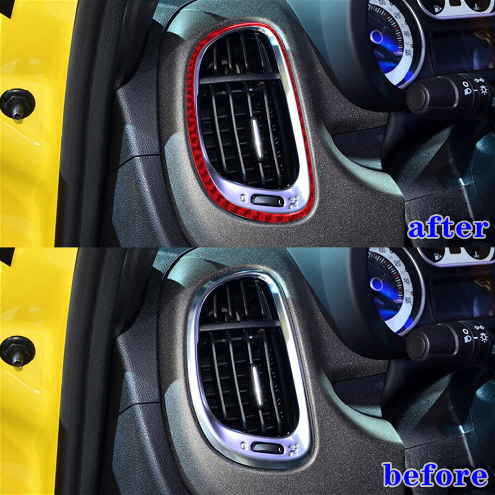 2Pcs Red Carbon Fiber Interior Side Air Vent Cover Trim for Fiat 500L 2014-2017
