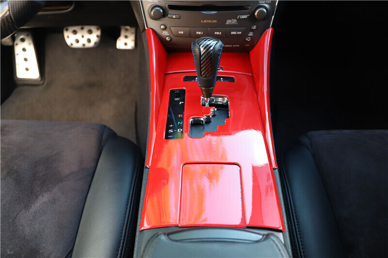 Inner Middle Console Gear Shift Panel Trim Fit for Lexus IS 2006-2011 Bright Red