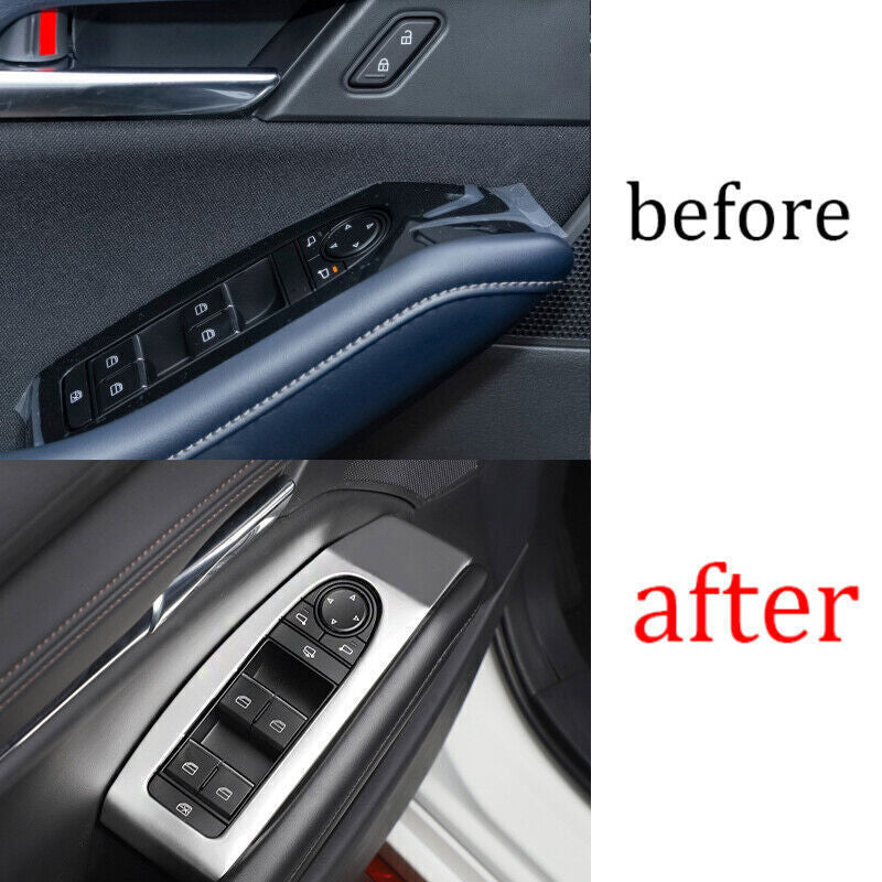 for Mazda CX-30 CX30 2020-24 Silver Steel Window Lift Panel Switch Cover Trim 7X