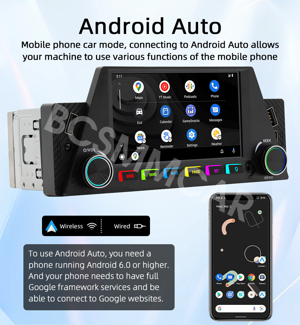 4.7in 1Din Car Radio Stereo MP5 Player Bluetooth For Apple Caplay Android Auto