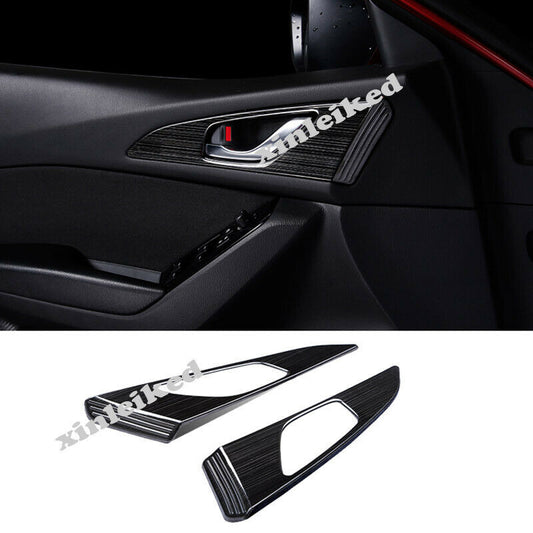 2X Black titanium Inner Door Handle Bowl Trim Cover for Mazda 3 Axela 2017-2018