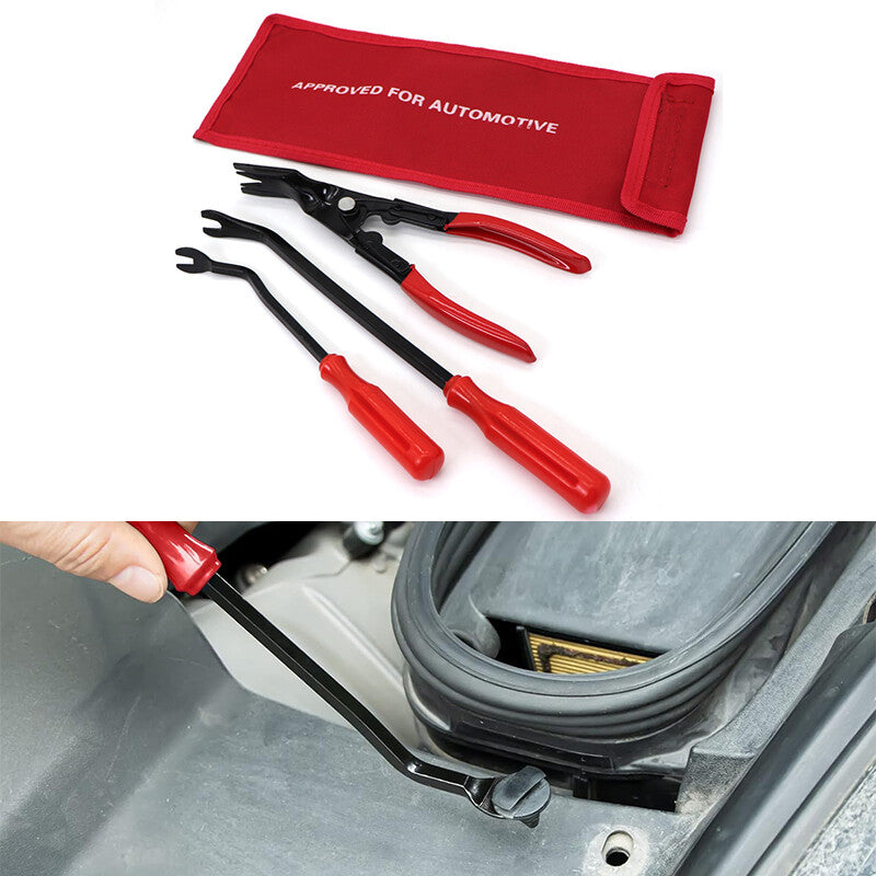3Pcs Red Car Door Panel Remover Body Retainer Clip Car Trim Upholstery Pry Tool
