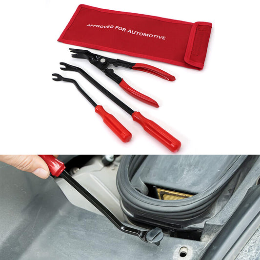 3Pcs Red Car Door Panel Remover Body Retainer Clip Car Trim Upholstery Pry Tool