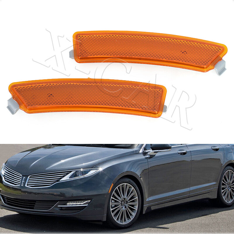 1 Pair New Front Bumper Reflector Side Marker Lights for Lincoln MKZ 2013-2016