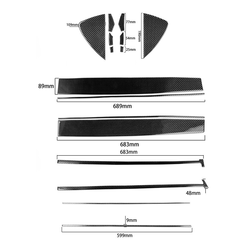16X Carbon Fiber Interior Dashboard Kit Cover Trim for Tesla for Model Y /3 2017-2022