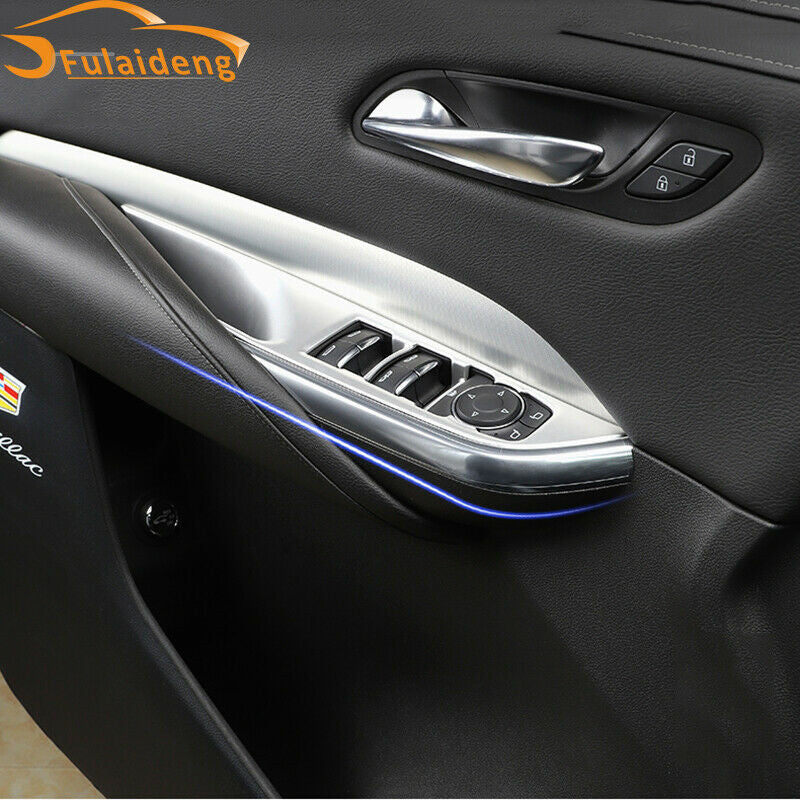 4P for Cadillac XT4 2018-2021 Silver Car Interior Window Switch Panel Cover Tirm